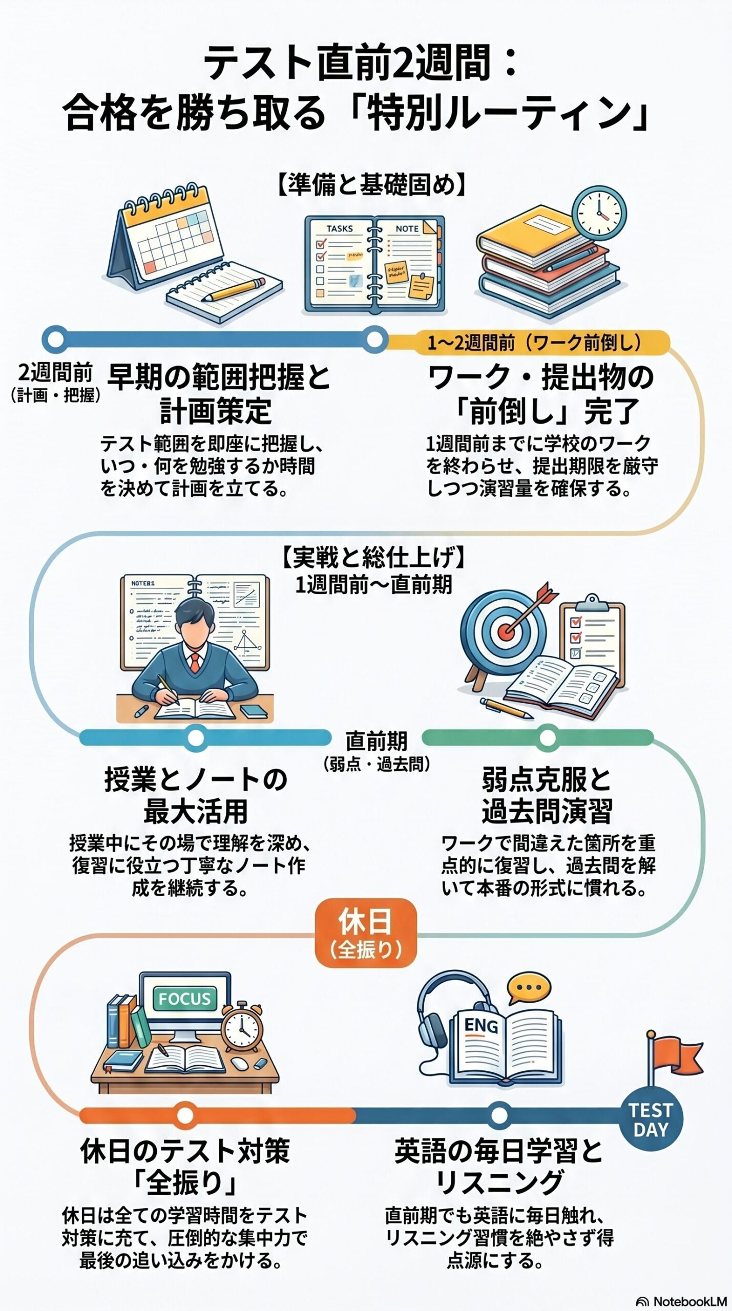 生徒自ら作成したテスト直前スケジュール術